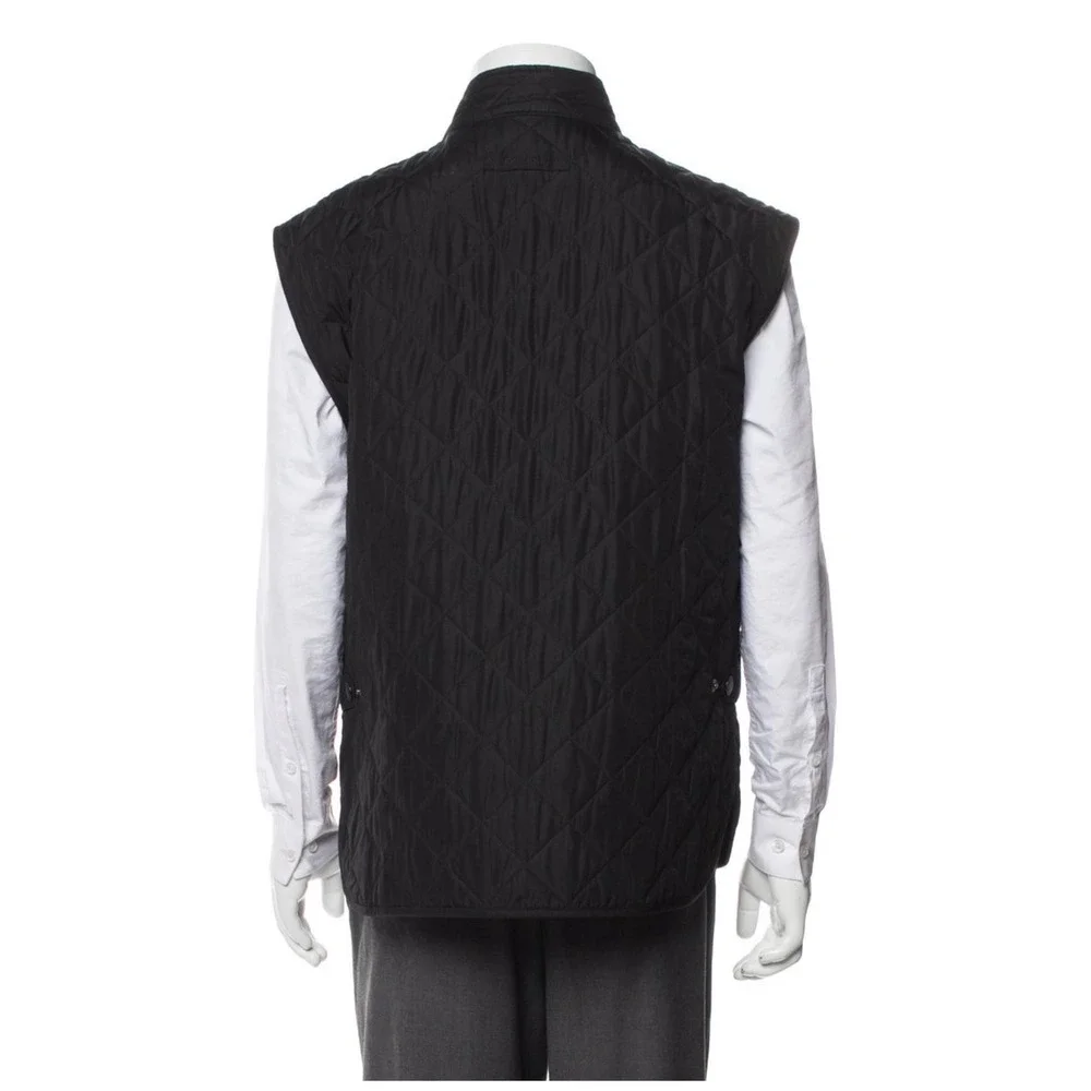 Barbour Lowerdale Quilted Vest Mens XL Black MQU0495BK11 Diamond Gilet Snap
